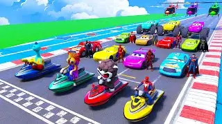 GTA V Spider-man 2 rescue Hulk in Epic New Stunt Racing Challenge!