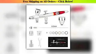NEOECO 0.2MM Dual Action Gravity Feed Airbrush With 2cc 9cc Fluid Cup Inwards Crown Needle Cap, O