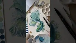 Betta fish wip | watercolor painting process #bettafish #fishpainting #watercolor #artprocess