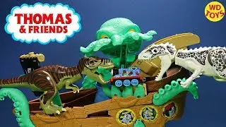 Thomas & Friends Adventures Sea Monster Pirate With 10 Surprise Eggs  VS Jurassic Dinosaurs Unboxing