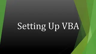 Setting Up VBA