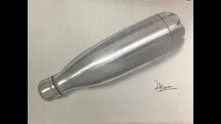 How to draw realistic steel water bottle