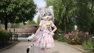 Furries Kemono Cat Was Waving with Pavement