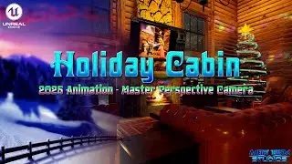 Cozy Holiday Cabin &ndash; Relaxing Fireplace & Holiday Music ~ Main Perspective {Unreal Engine 5.3}