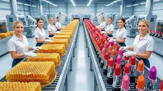 How It's Made: Lipstick Manufacturing Process in a Giant High-Tech Beeswax Factory