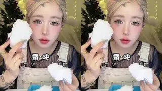 Frozen block eating ice crunchy sound sound control who understands the deliciousness of this bite