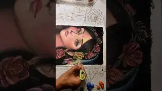 Radha Rani portrait with oil pastel ✨🤍||#trending #viralvideo #shorts #artist #oilpastel