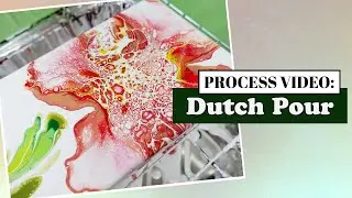 Dutch Style POUR ART in Pinks Red and Gold Flower Bloom PROCESS VIDEO