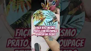 FA&Ccedil;A VOC&Ecirc; MESMO Prato em vidro com decoupage reversa em tecido #diy #handcraft #artesanato #art