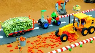 Homemade Tractor Trapped by Brick Trap! DIY Road Repair with Grader Machine | Hassan mini farmer