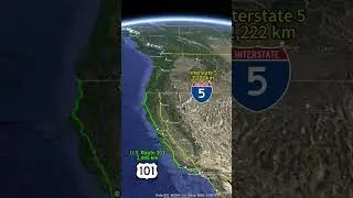 US 101 vs Interstate 5: Satellite Showdown of America's West Coast Giants #travelboast #westcoast