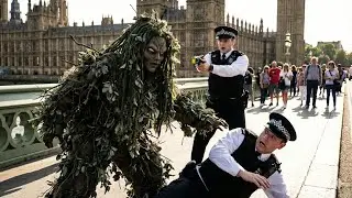 Pretty Police Officer Screamed so Loudly!! }&bull;{She peed her pants!?} So scared || Bushman prank