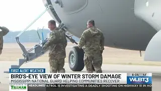 Army Black Hawk shows birds-eye view of winter storm aftermath