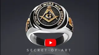 Masonic Ring Freemason Silver 925 All seeing eye Mason Virtus 24K-Gold-Plated