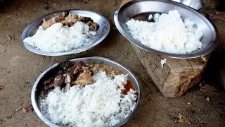 buff soup curry & rice at dinner || Nepali village Kitchen ||