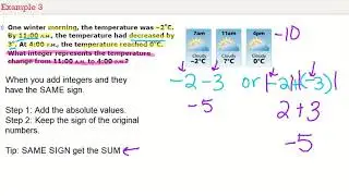 Topic 1 Lesson 1-1 Example 3 (Relate Integers and Their Opposites)