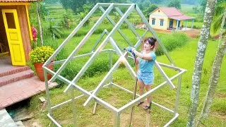 Weld Iron Bars And Iron Pillars Together To Build a New Cabin Entirely Out of Iron | Nhất New Life