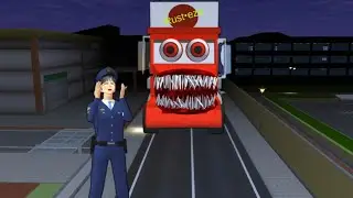 MACK MCQUEEN TAYO ON THE REMPAGE ! Haunted Eater Police 😰 Sakura School Simulator 