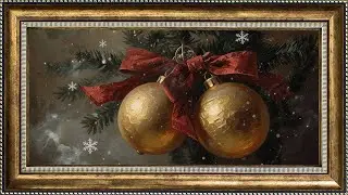 Christmas Gold Ornaments TV Frame Art | 3 Hours 4K Festive Holiday Ambience (Silent)