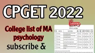 CPGET 2022 MA Psychology college list||Cpget college list #cpget #cpget2022