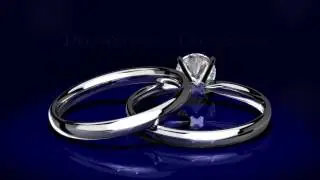 Classic Solitaire Ring with Matching Band in 18k White Gold (2 mm)