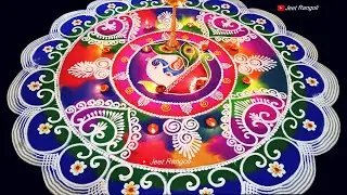 Very Big, multicolored, creative and attractive rangoli for Diwali. दीपावली के लिए आकर्षक रंगोली