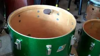 3-ply Vintage Ludwig Green Sparkle Drum Kit - From The Inside Out