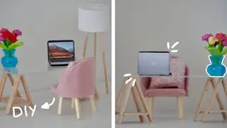 DIY Playmobil Büro Möbel📚//Miniatur Schreibtisch, Sessel & Laptop//Pimp my Playmobil//Familie Bäcker