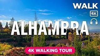 ALHAMBRA, Granada Walking Tour Part II 🇪🇸 Spain Immersive Walk for Big TVs with Captions [4K/60fps]