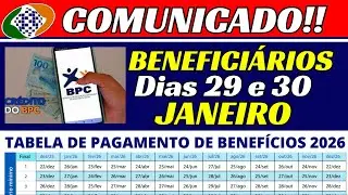 🚨 NOT&Iacute;CIAS BPC/LOAS: COMUNICADO INSS Dias 29 e 30 de JANEIRO - PARA TODO BRASIL!