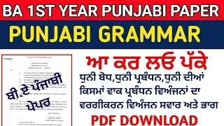 BA 1st year Punjabi paper 2023,BA 1st year Punjabi paper grammar 2023,