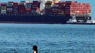 Fort Monroe, VA, BEACH DAY🏖️🌊 #sea #waves #sealife #ocean #containership #shipping #ship