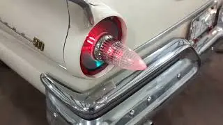 1957 Ford Skyliner Retractable Hardtop Custom Green Lens Rocket Tail Lights (turned on)