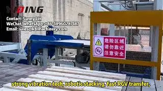 Smart automation for concrete bricks. PLC control, powerful vibration tech, robotic stacking