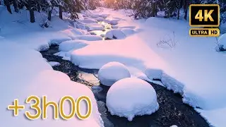Текущая вода – заснеженный ручей (3 часа) | Шум воды, расслабление, сон