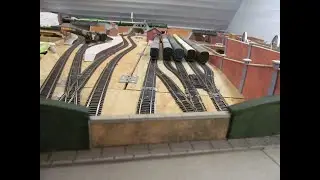 Buckland Junction Loft Model Railway 188. Railway Carriage sidings taking shape. Cube cam loco chase