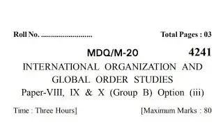International  organization and global order studies.. question paper
