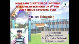 《||□●○■※※》Important Questions for Education 1st Sem COR & Minor Upcoming Internal Exam 2026《||○●■※※》