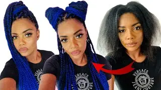 COMMENT FAIRE DES LONG TRESSES BLEU ET NOIR  SOI MÊME ( BOX BRAID )