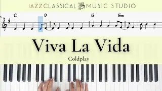Viva La Vida - Coldplay | Piano Tutorial (EASY) | WITH Music Sheet | JCMS