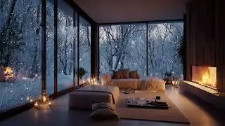 🤍❄️White Piano Healing Night | Snowfall & Fireplace Glow for Peaceful Rest