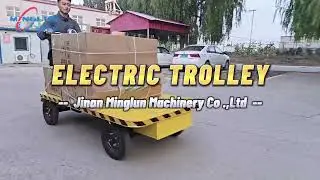 Cheap reverse riding electric platform cargo transfer trolley cart battery cargo flatbed truck.