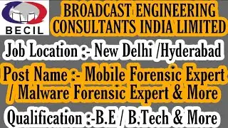 BROADCAST ENGINEERING CONSULTANTS INDIA LIMITED 2020 JOB VACANCY । BECIL 2020 APPLY ONLINE |