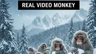 Rare Sight!Yunnan Golden Snub-nosed Monkeys Playing in the Snowy Mountains#RareAnimals#GoldenMonkeys