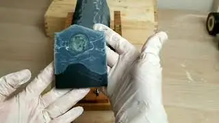 Cold process soap making/ soap with moon design with herbal coloring/ satisfying soap cutting
