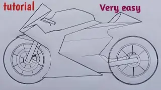 How to draw a Cool Motorcycle | Bike drawing Tutorial | Step by step for Beginners