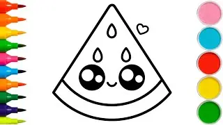How to Draw a Cute Watermelon Slice | Easy Step by step for 