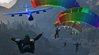 GTA V, PS4 - Funny Moments / Cargo Parachute Stunts