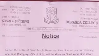 Jharkhand Bed Admission process 2023| Open round counselling|Doranda college RU latest update| #bed