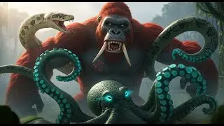 King Kong vs Giant Python and Giant Octopus: Epic Jungle Battle!